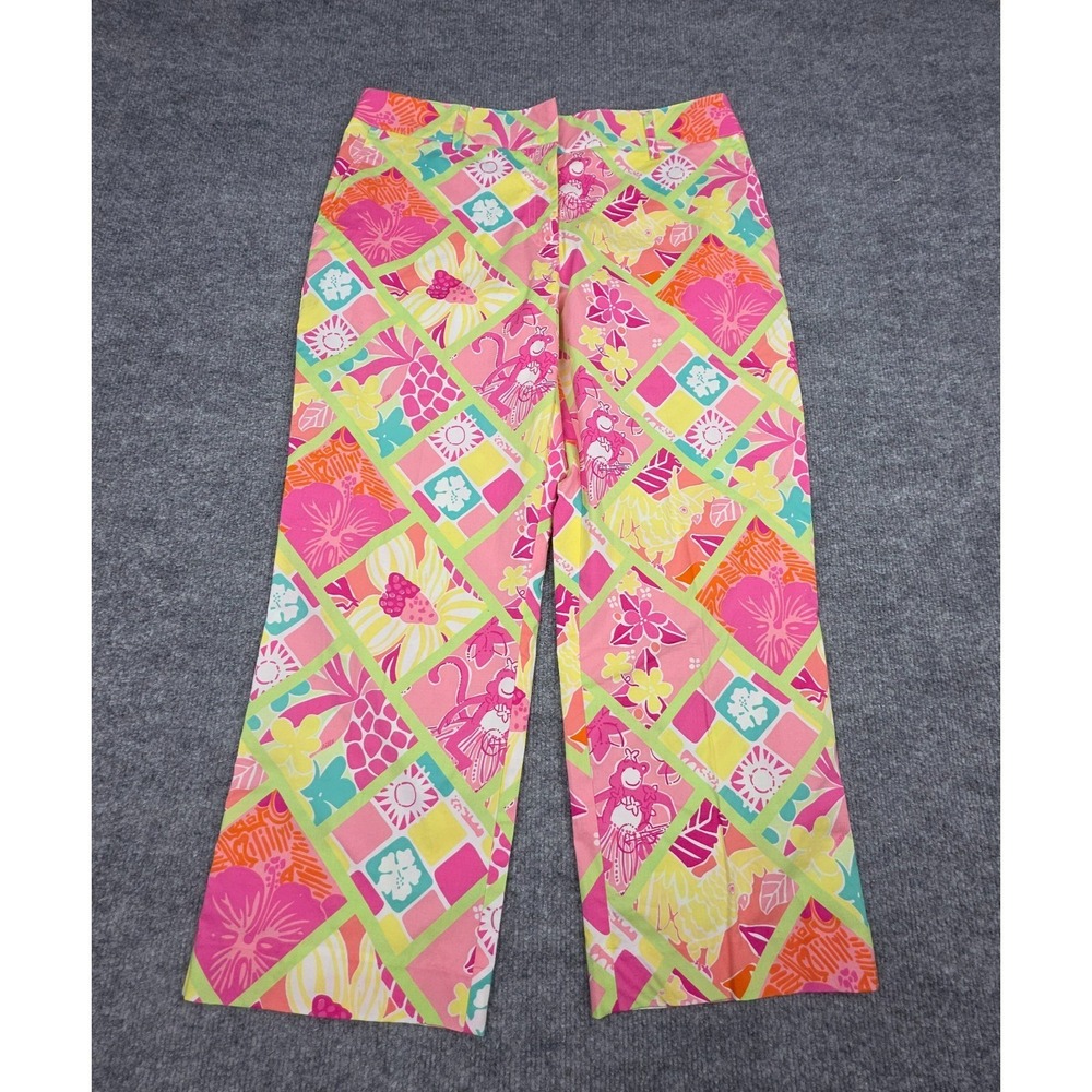 LILLY PULITZER Pants Women's 8 Floral Multi Cropped Cotton Stretch